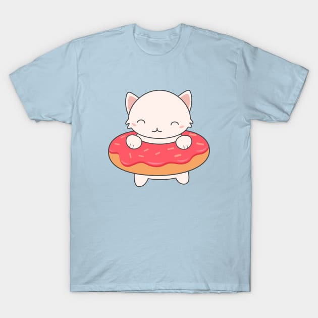 Kawaii Cute Donut Cat T-Shirt T-Shirt by happinessinatee